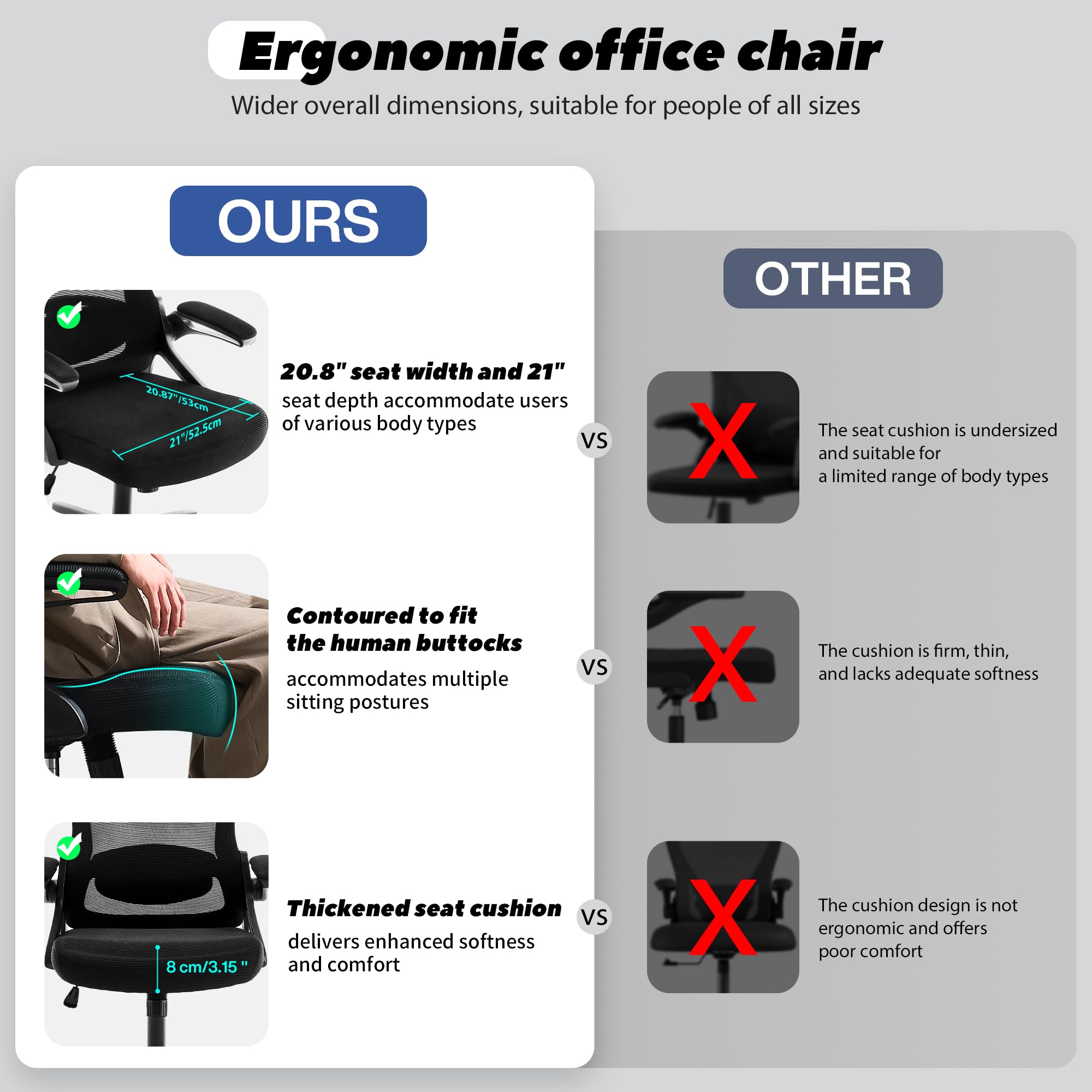 Fizzin chair 360-degree swivel on smooth casters for easy workspace movement