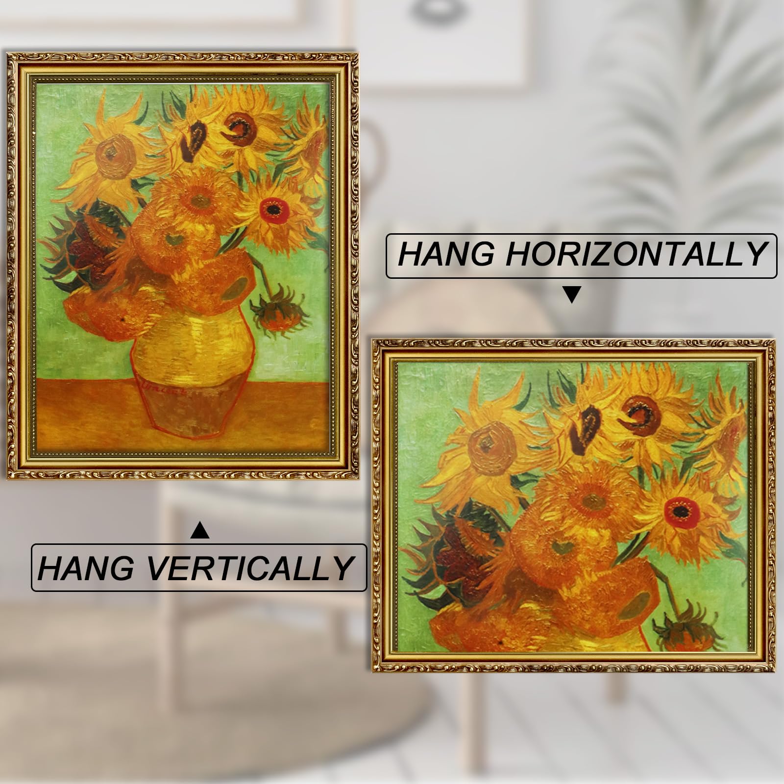 FJXMFRAME gold-toned frame enhances traditional decor in any room.