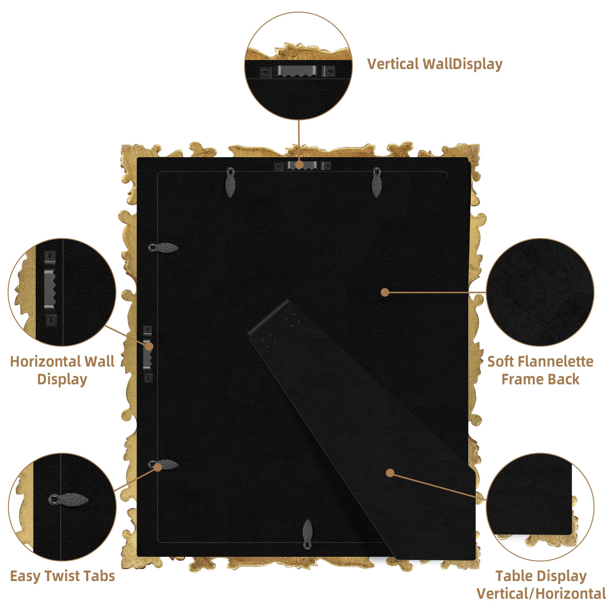 FJXMFRAME gold 8x10 frame gallery-ready setup on wall or shelf.
