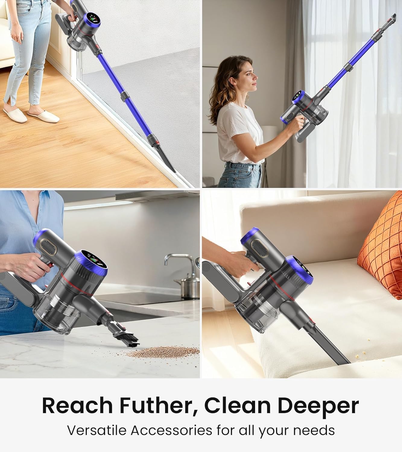 FKIEN cordless vacuum recharges quickly and stores neatly on the stand