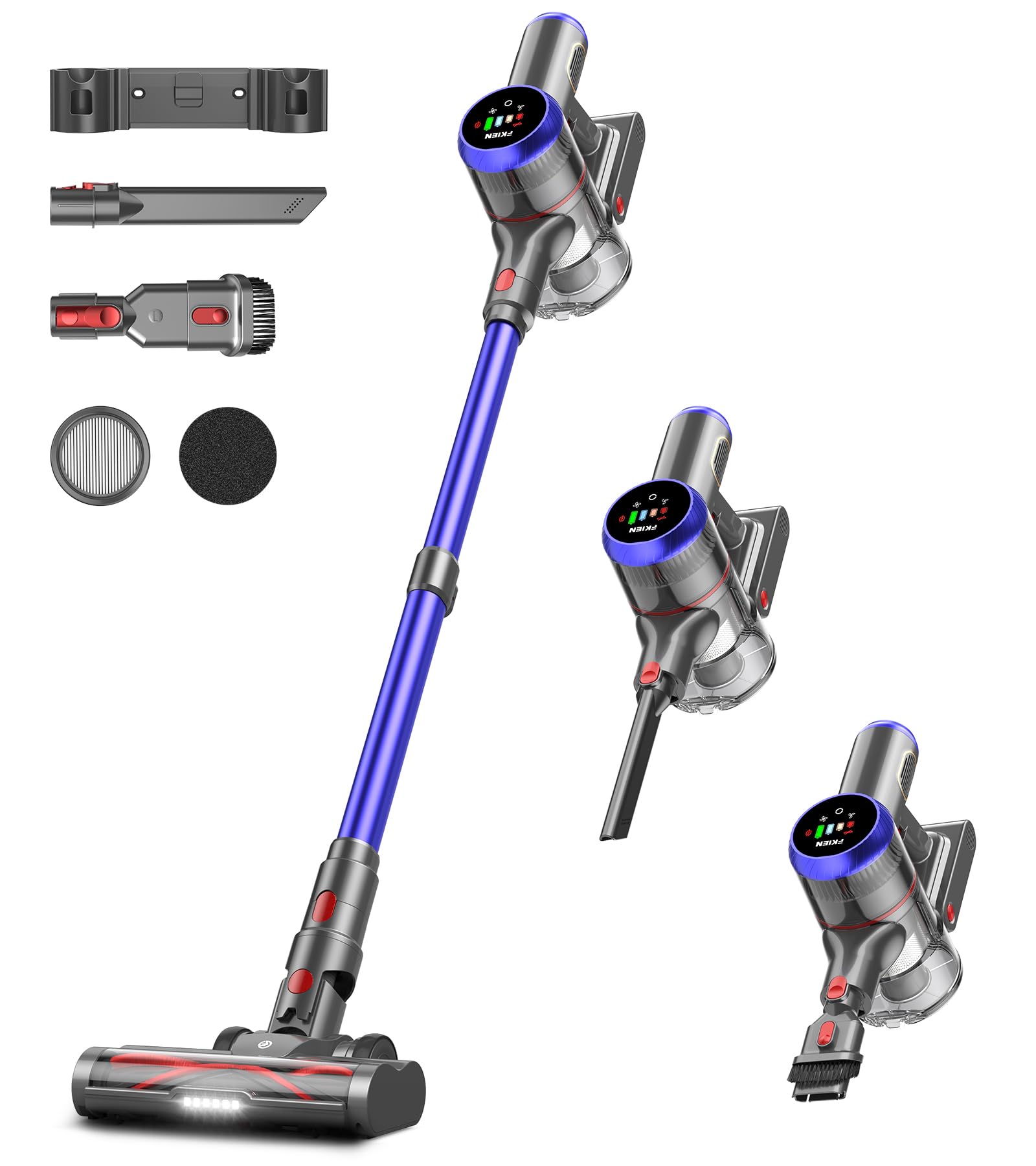 FKIEN cordless vacuum with LED display for easy suction level control