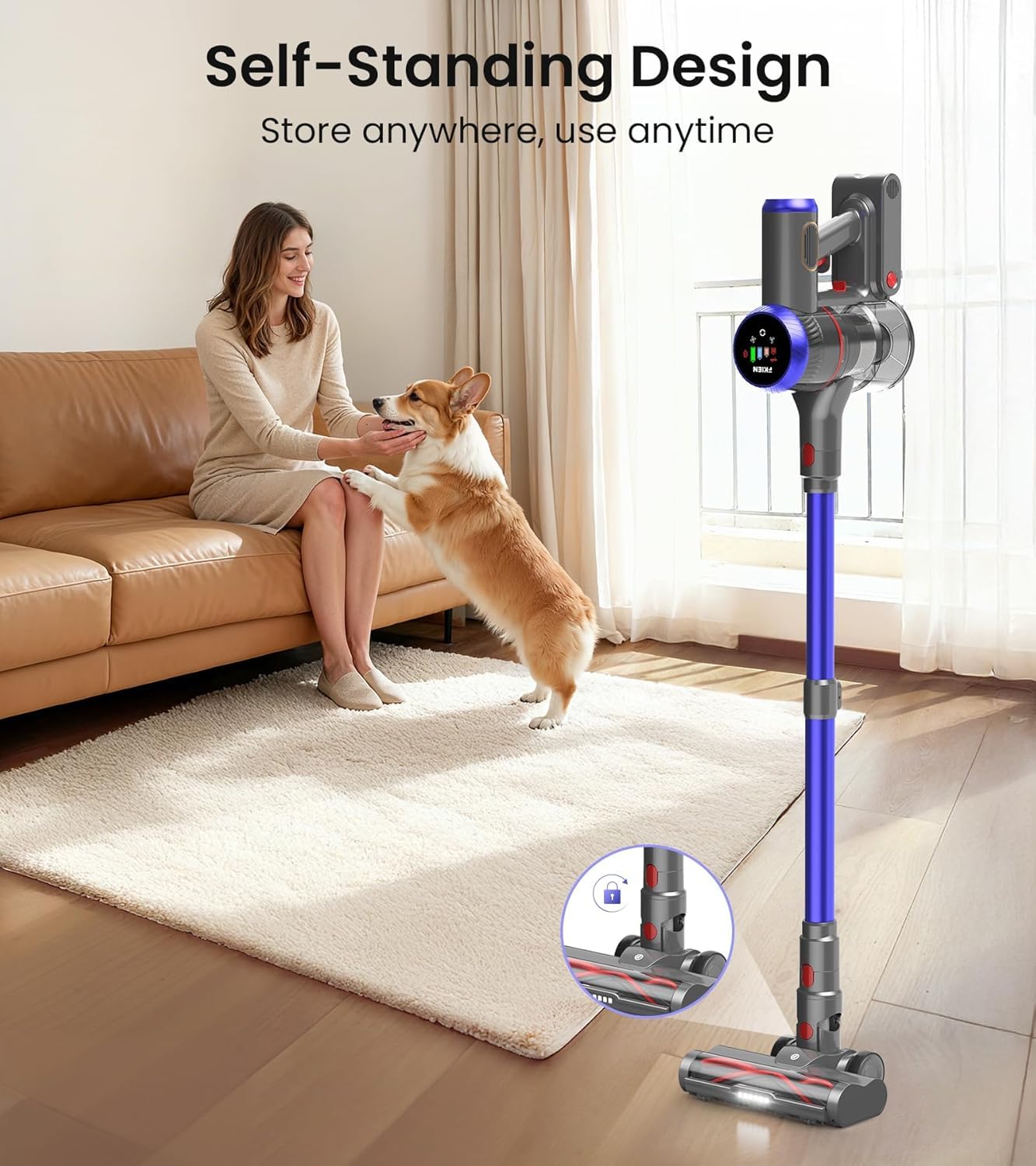 FKIEN LED floor brush lights dark corners to reveal hidden dust