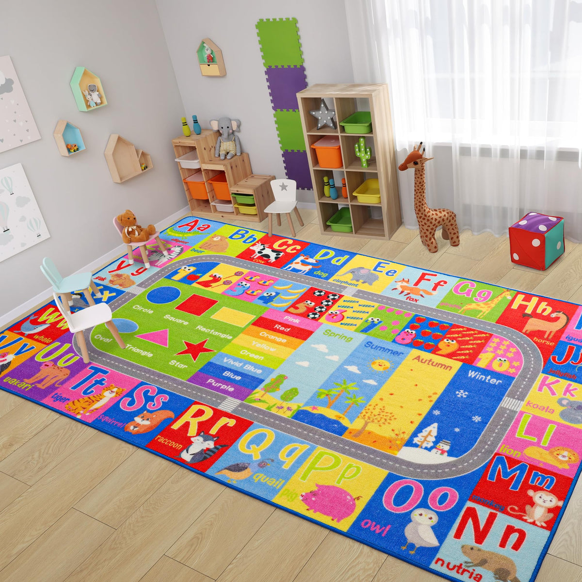 Flagover kids rug ABC letters design promotes early learning during play
