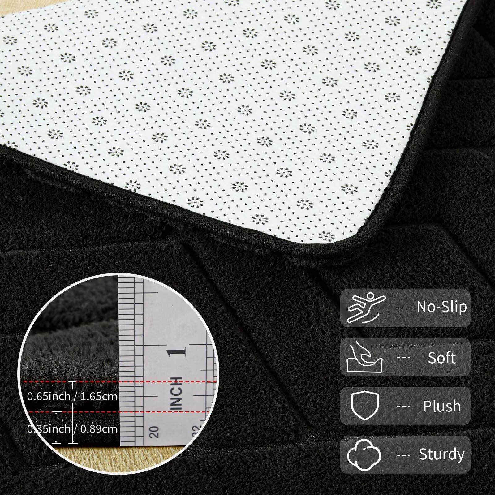Flagover non-slip back with thousands of anti-slip points keeps rug in place.
