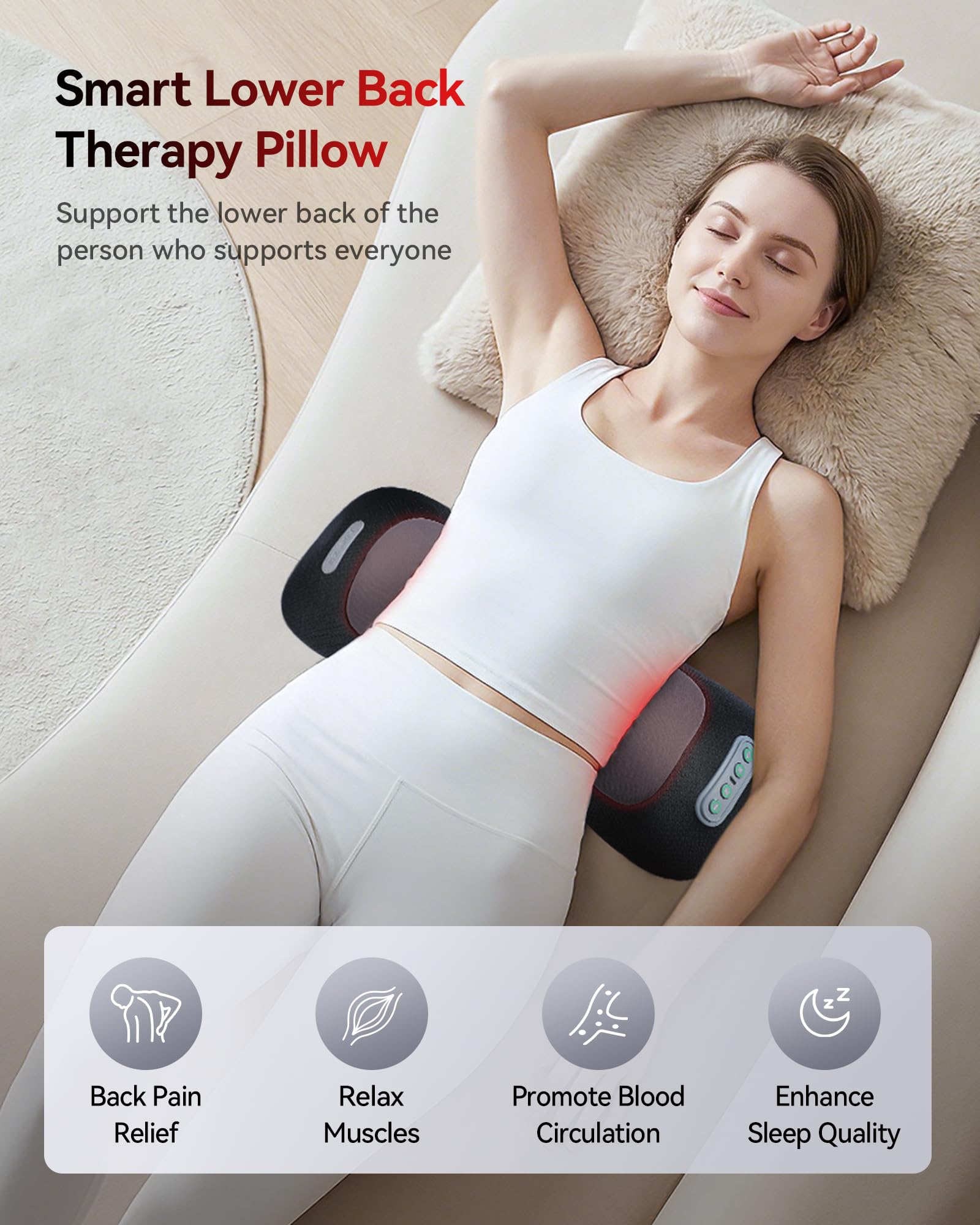 FliKEZE pillow showing heating and dynamic airbag traction