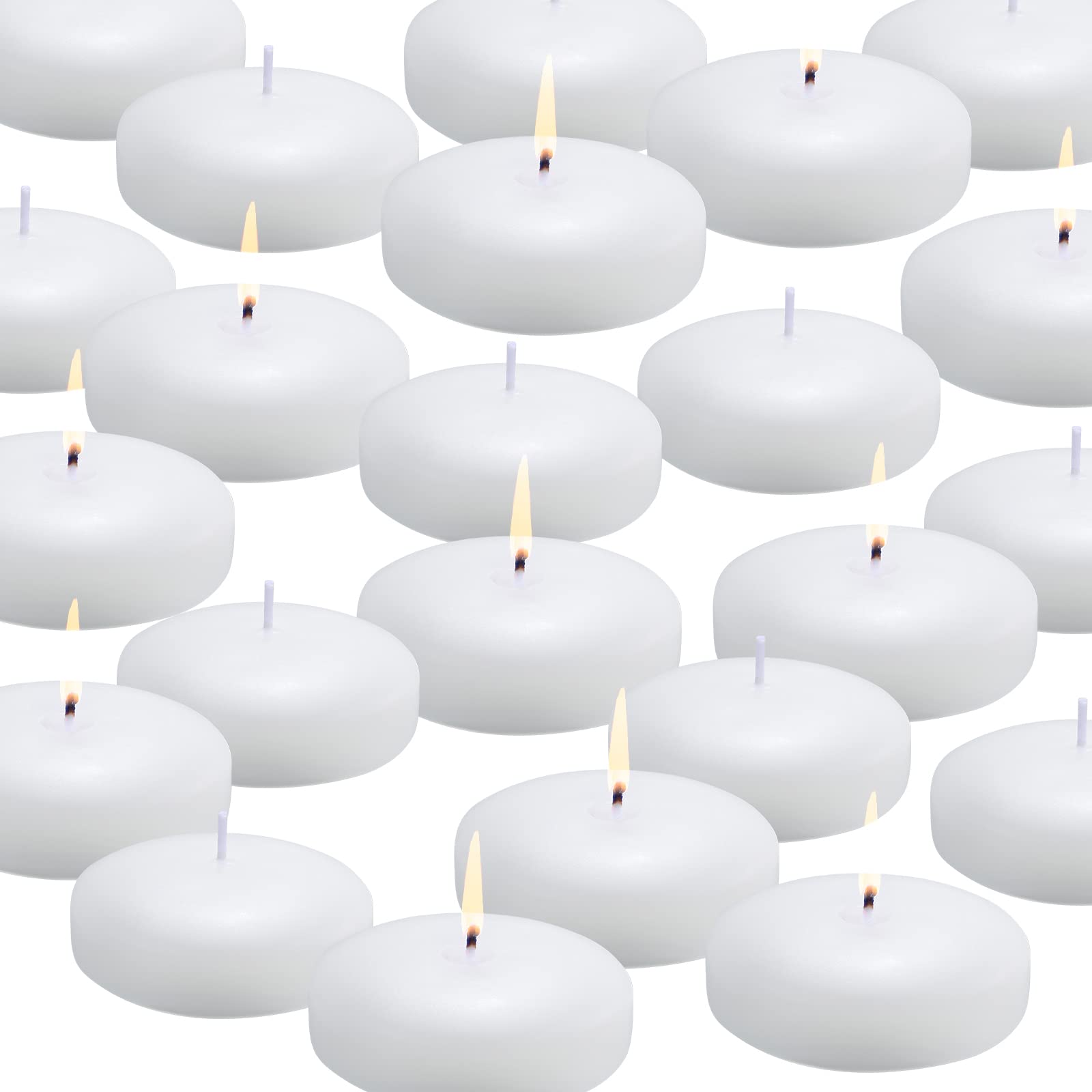Flamecan floating candles in water create serene ambiance for events.