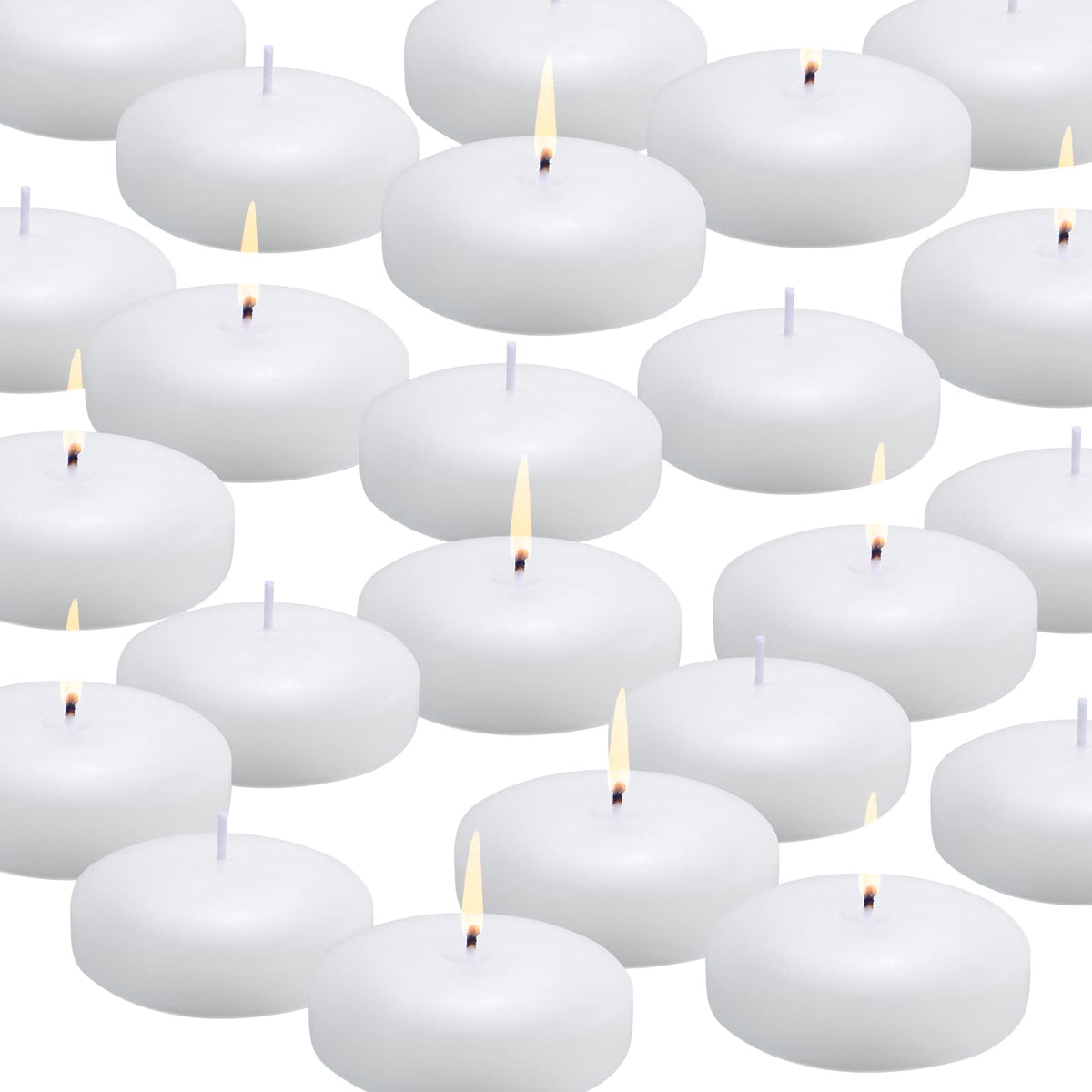 Flamecan floating candles in water create serene ambiance for events.