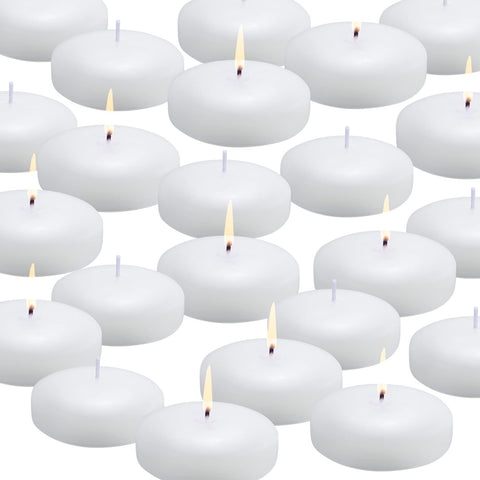 Flamecan floating candles in water create serene ambiance for events.