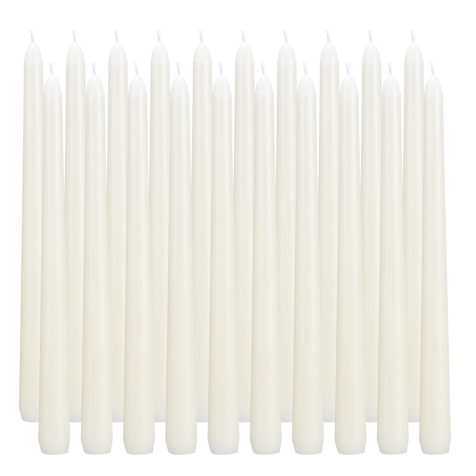 FlameCan Ivory taper candles 40-pack burn cleanly and fit most standard holders for elegant table displays.