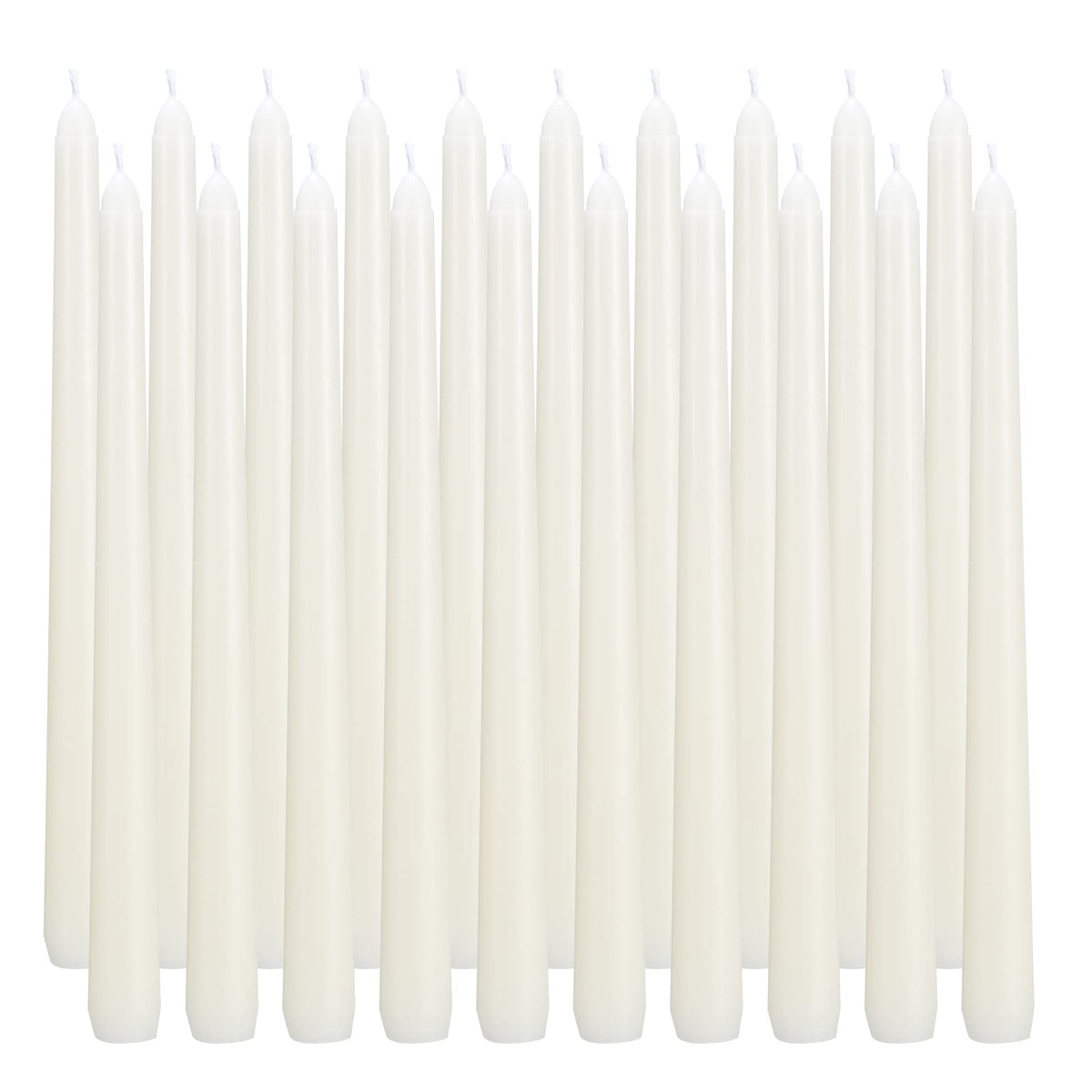 FlameCan Ivory taper candles 40-pack burn cleanly and fit most standard holders for elegant table displays.