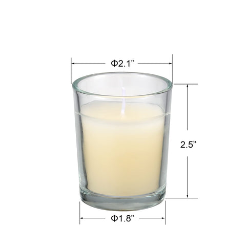 FlameCan ivory wax votive candle in clear glass delivering a safe clean burn and mood lighting
