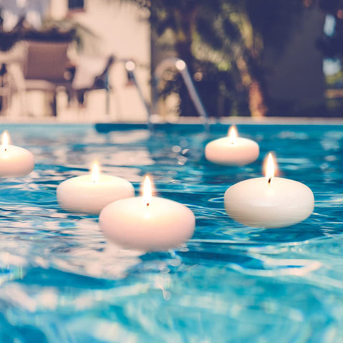 Flamecan unscented floating candles with cotton wicks burn smoke-free.