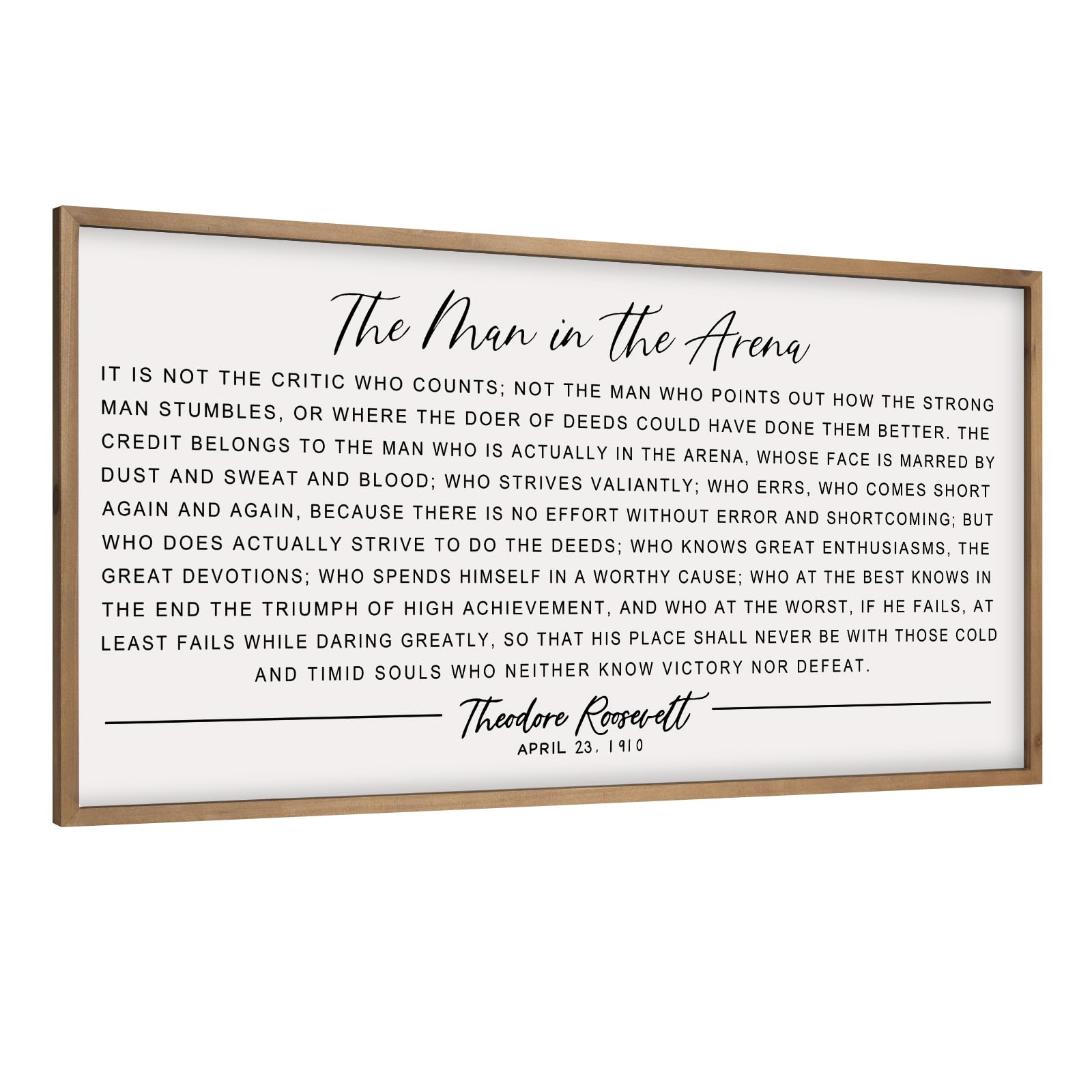 Flangairy The Man In The Arena wall art framed for a focused workspace