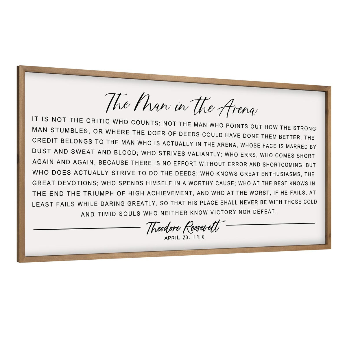 Flangairy The Man In The Arena wall art framed for a focused workspace