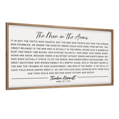 Flangairy The Man In The Arena wall art framed for a focused workspace