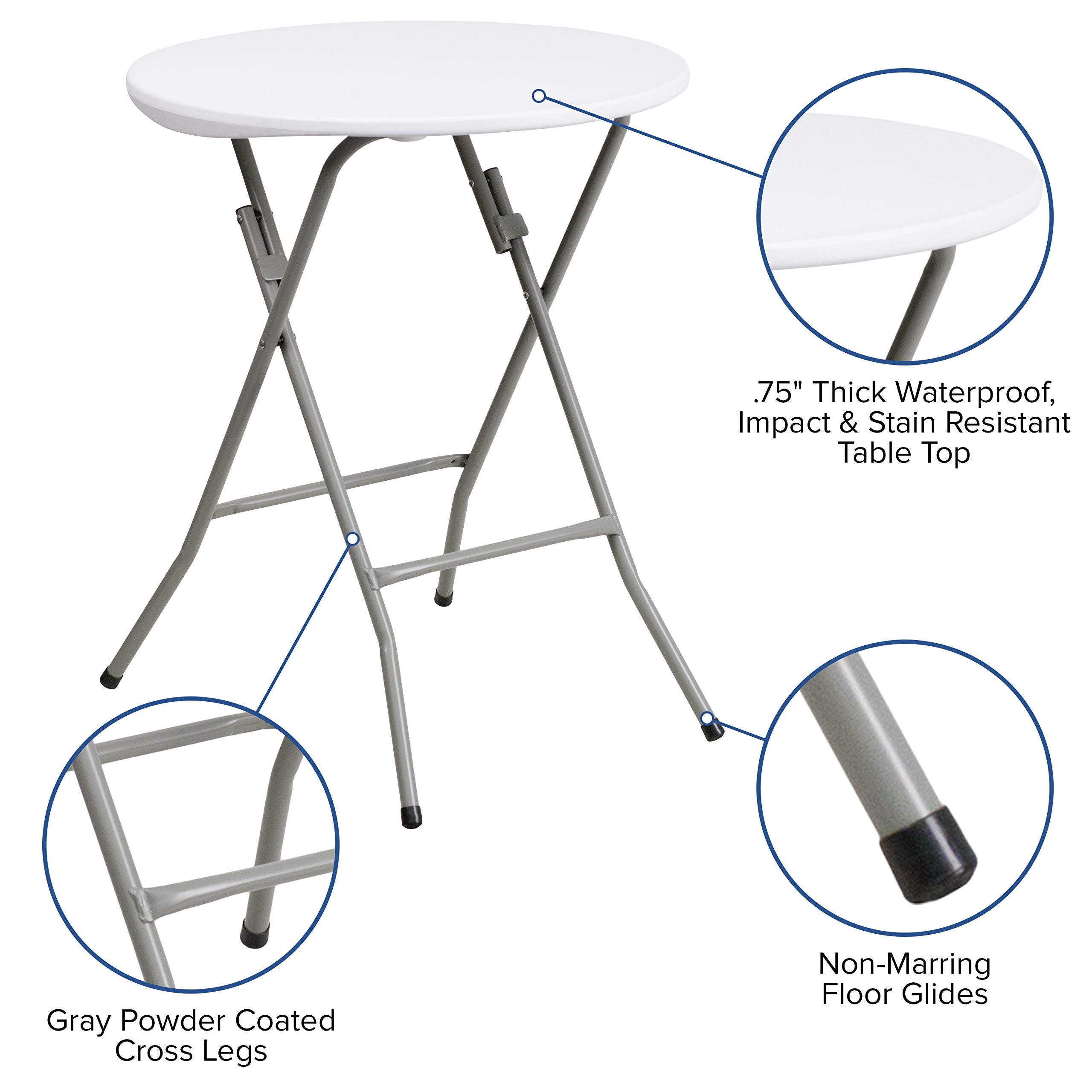 Flash Furniture Elon 2' round table legs provide sturdy support.