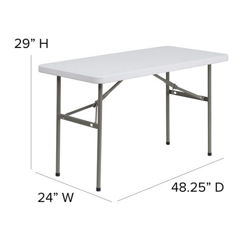 Flash Furniture Elon folded table for compact storage and transport.