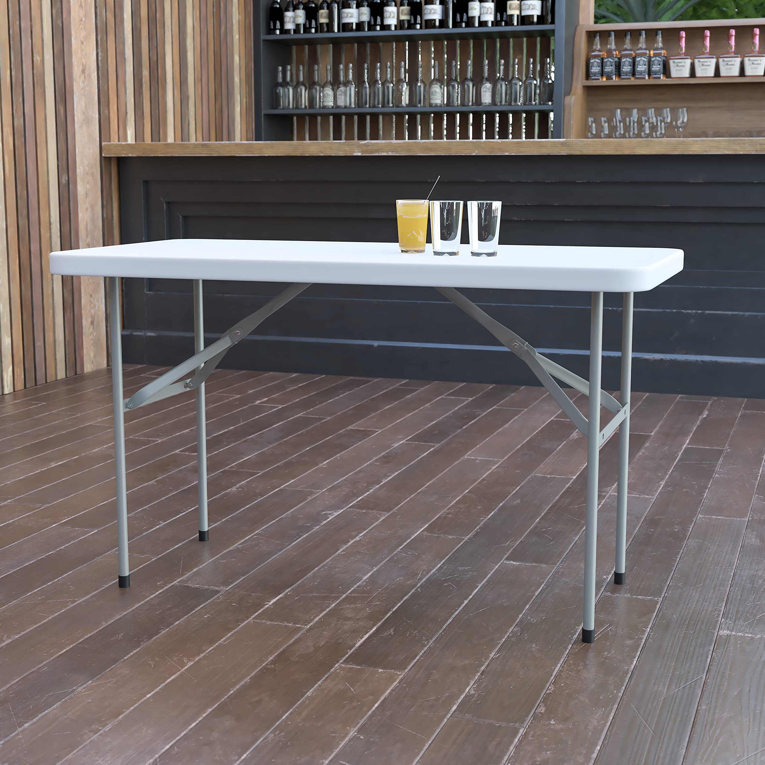 Flash Furniture Elon folding table legs with gray coating for durability.