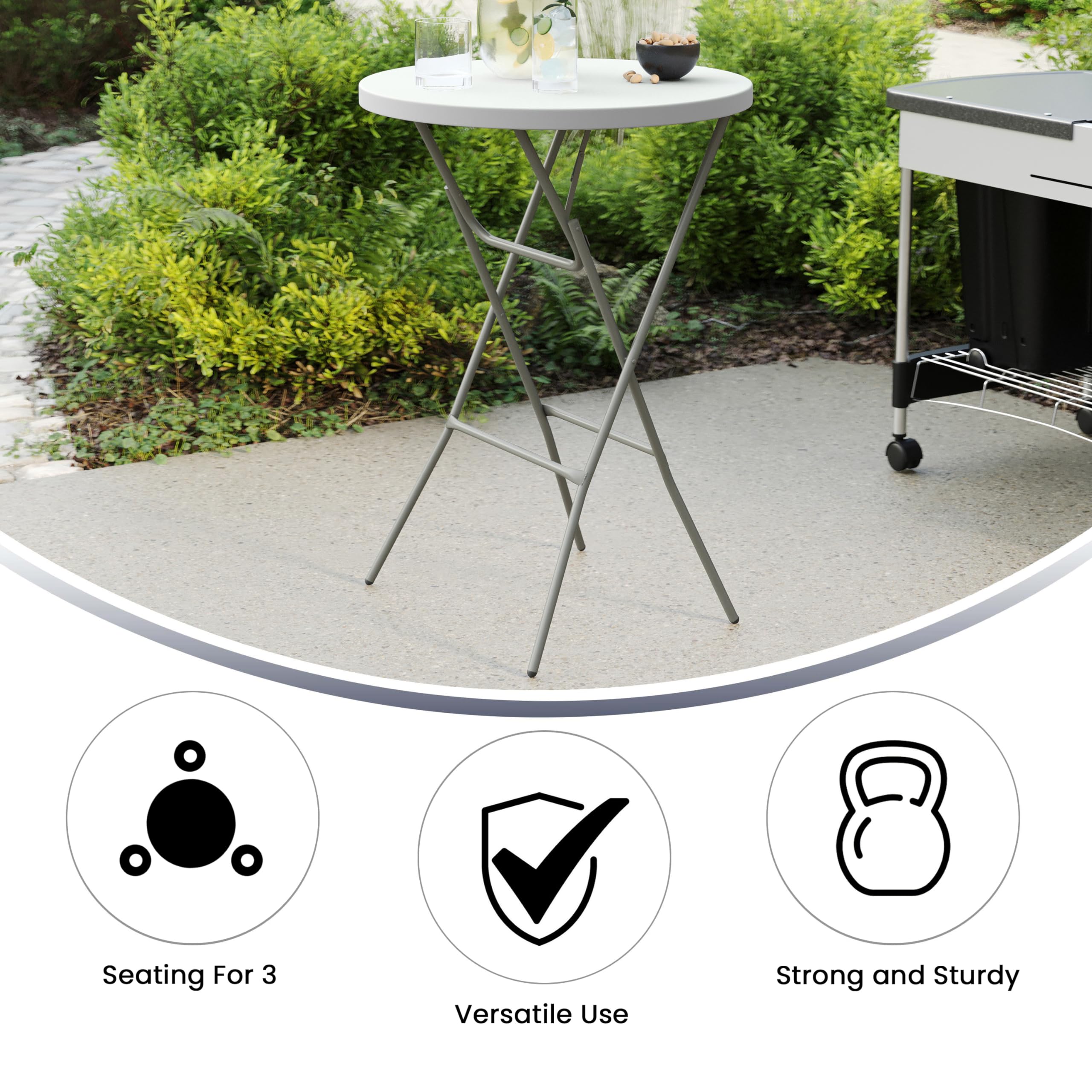 Flash Furniture Elon granite white tabletop highlights durable, stain-resistant surface.