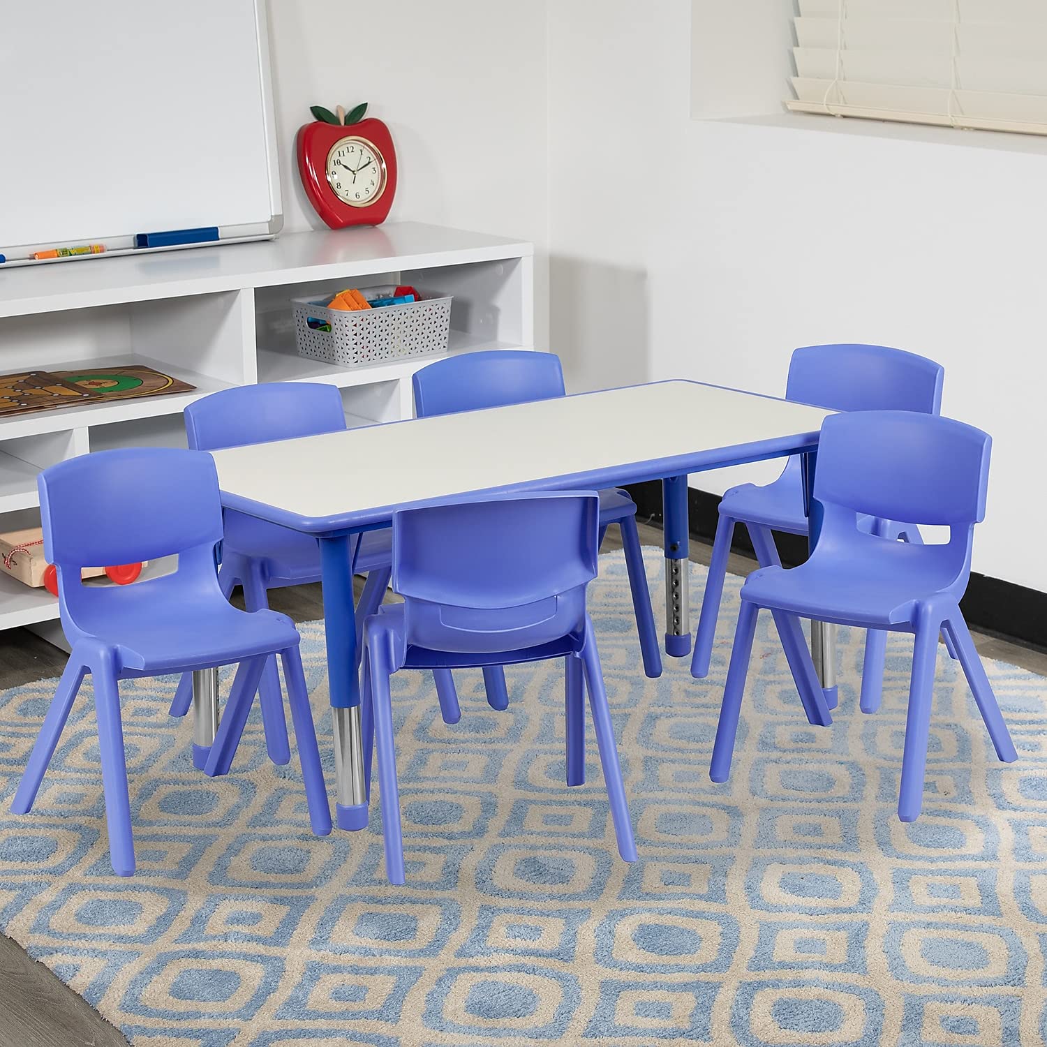 Flash Furniture Emmy stackable chairs ready for quick storage after activities