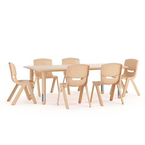 Flash Furniture Emmy table top in natural finish provides a sturdy kid-friendly workspace.