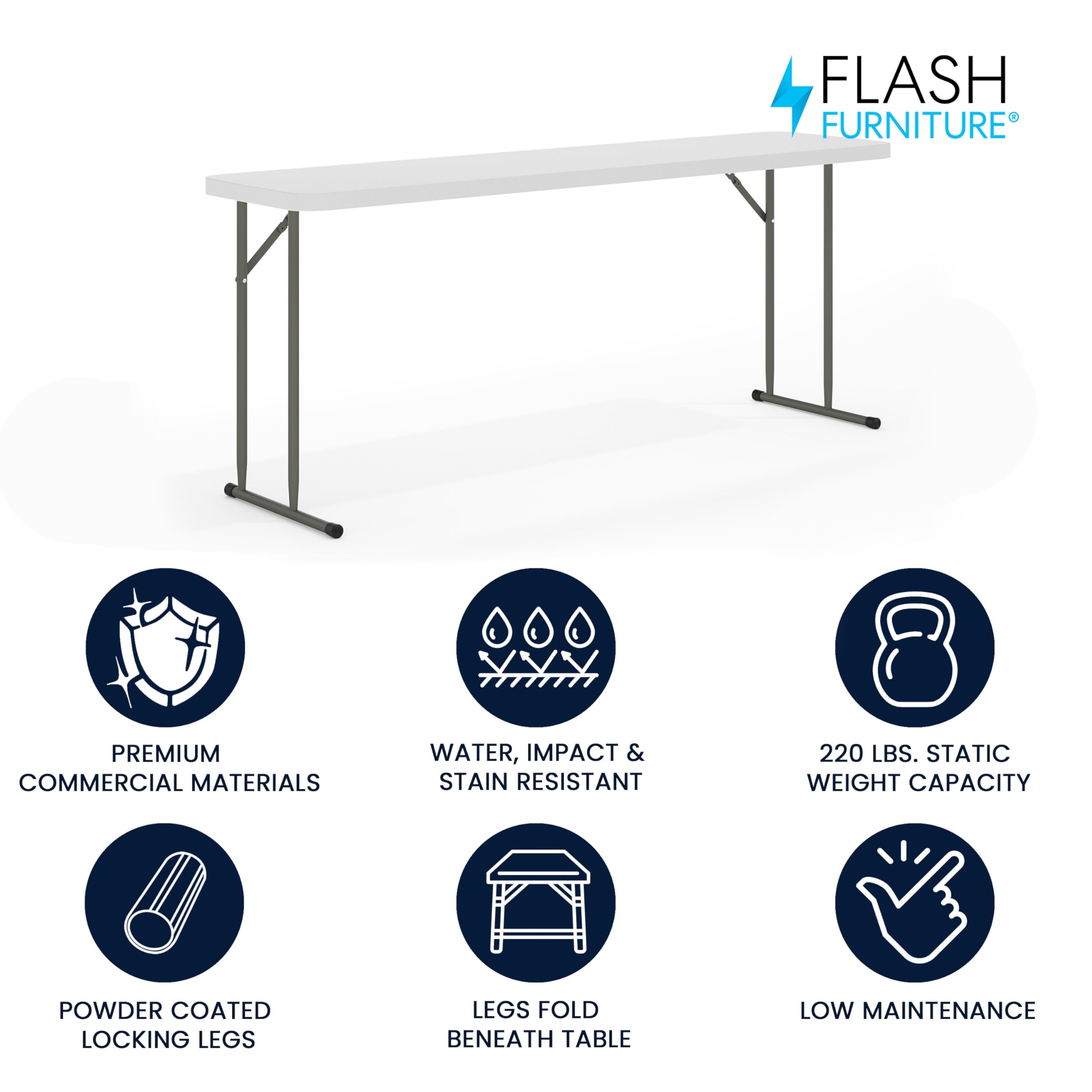 Flash Furniture Kathryn folding table with locking legs for stable events
