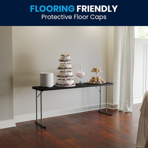 Flash Furniture Kathryn 6-foot table with non-marring caps protects floors.