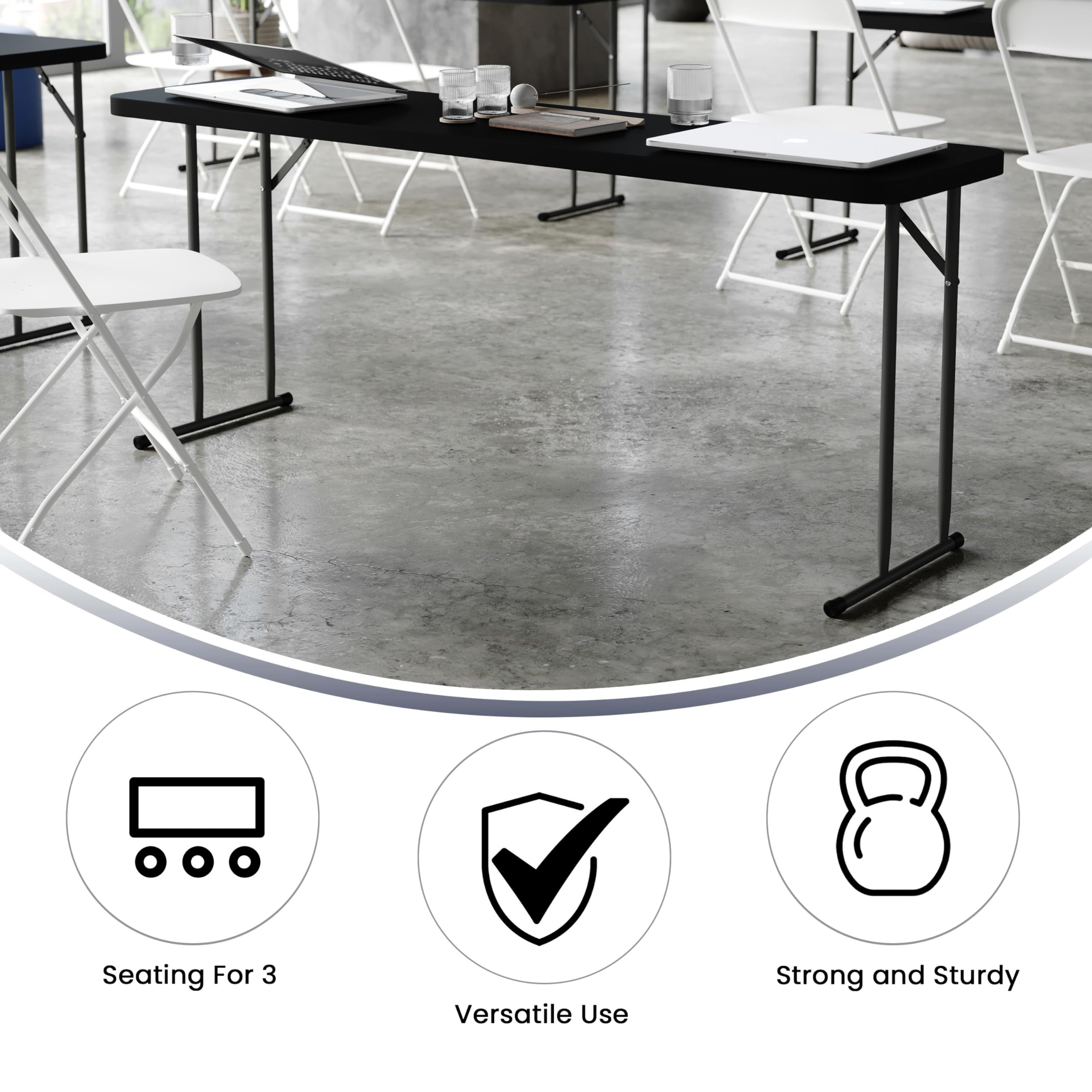 Flash Furniture Kathryn 6-foot table outdoors, sturdy for event setups.