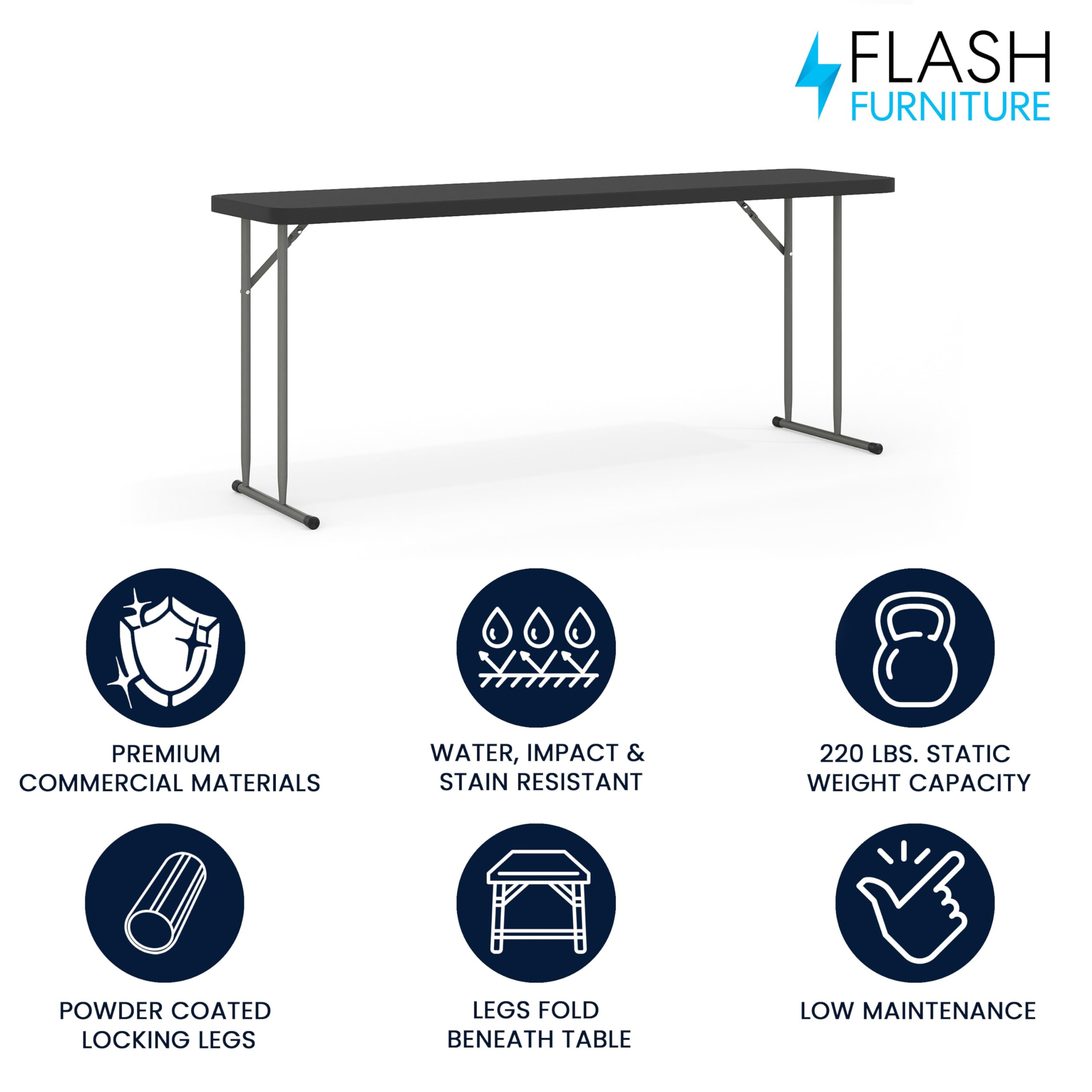 Flash Furniture Kathryn 6-foot table showing three adults, ideal for shared workspaces.