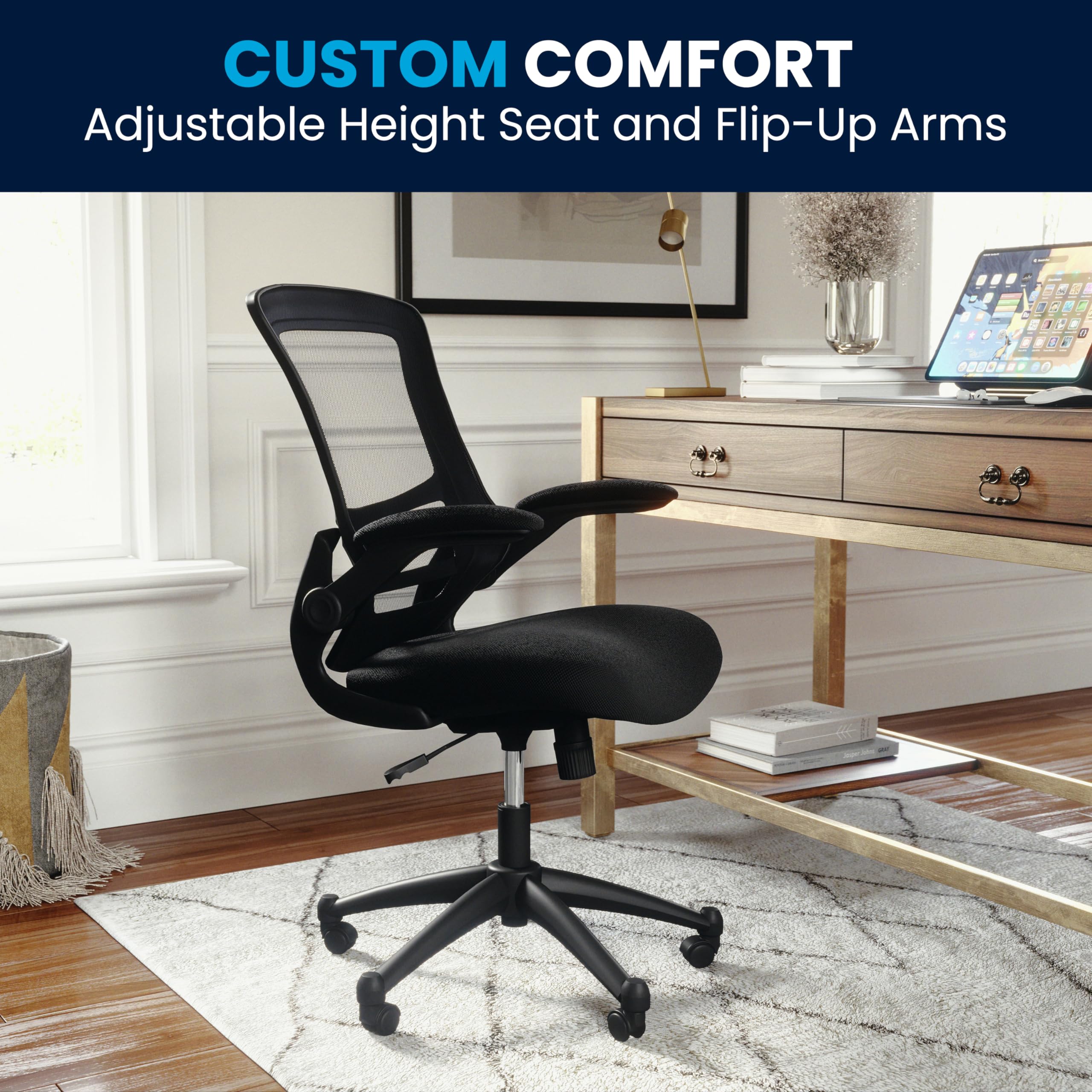 Flash Furniture Kelista dimensions show a versatile fit for offices and dorm rooms.