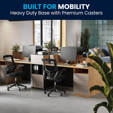 Flash Furniture Kelista pneumatic height adjustment adapts to various desk heights.