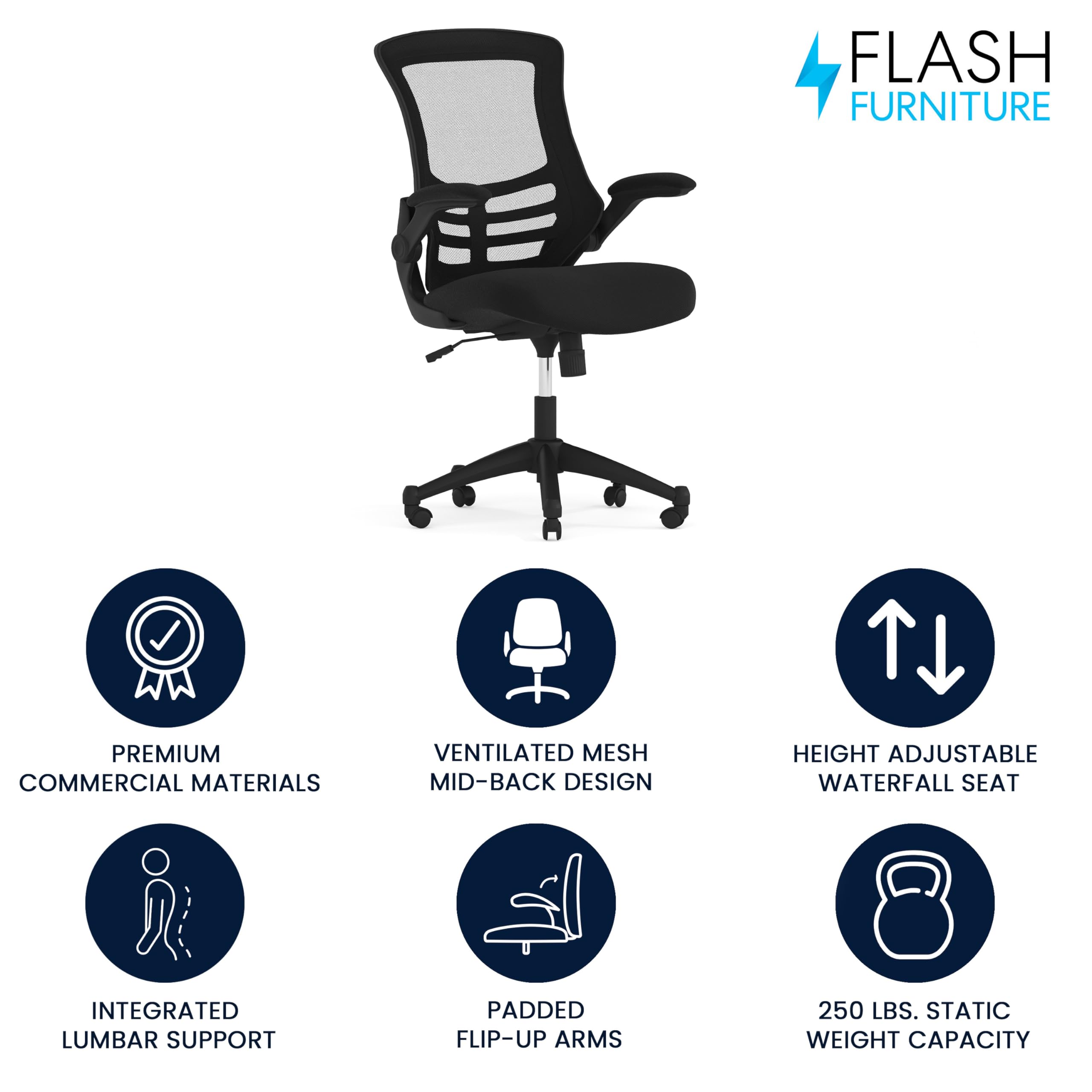 Flash Furniture Kelista seat cushion provides leg pressure relief for daily use.