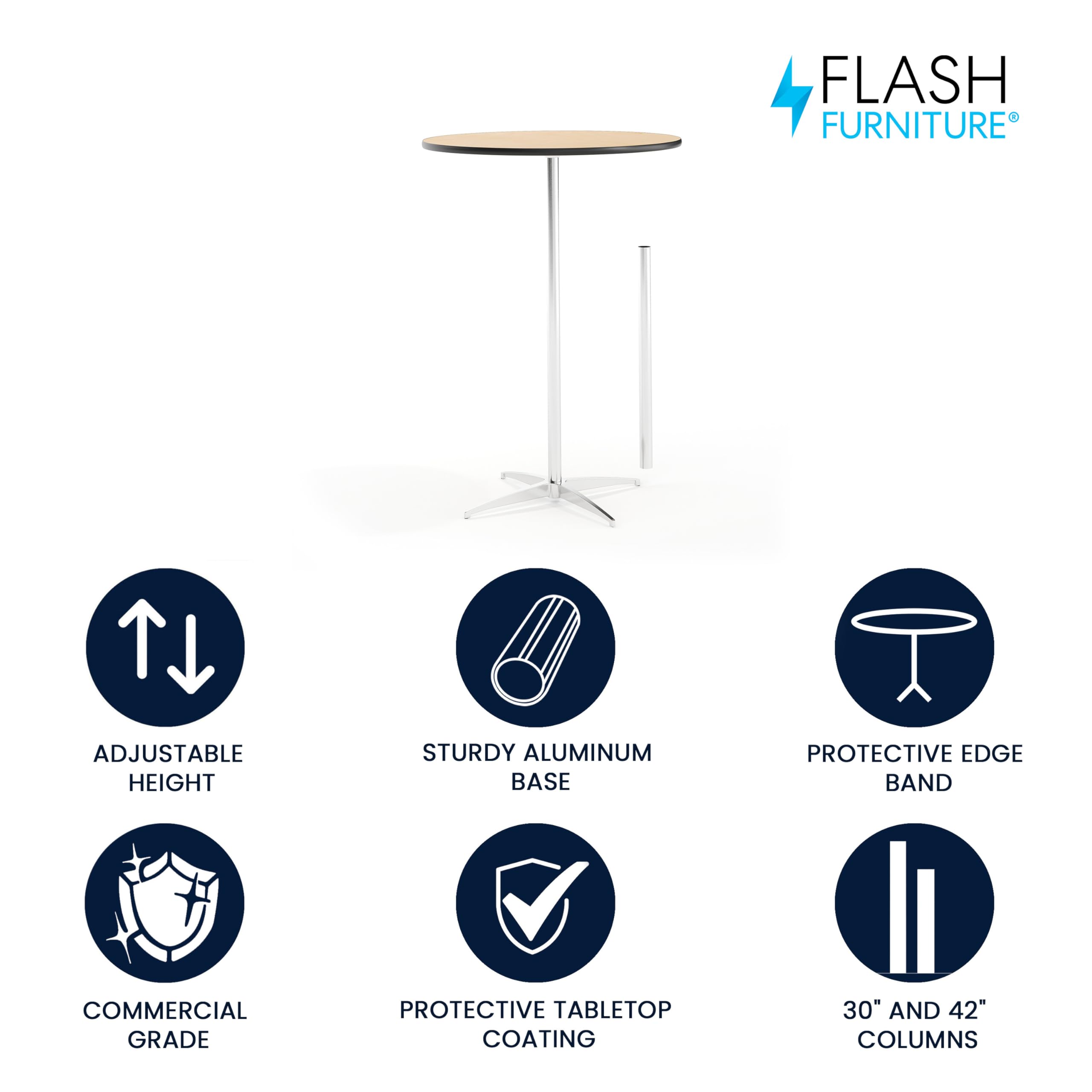 Flash Furniture Lars aluminum base offers stable support and easy mobility.