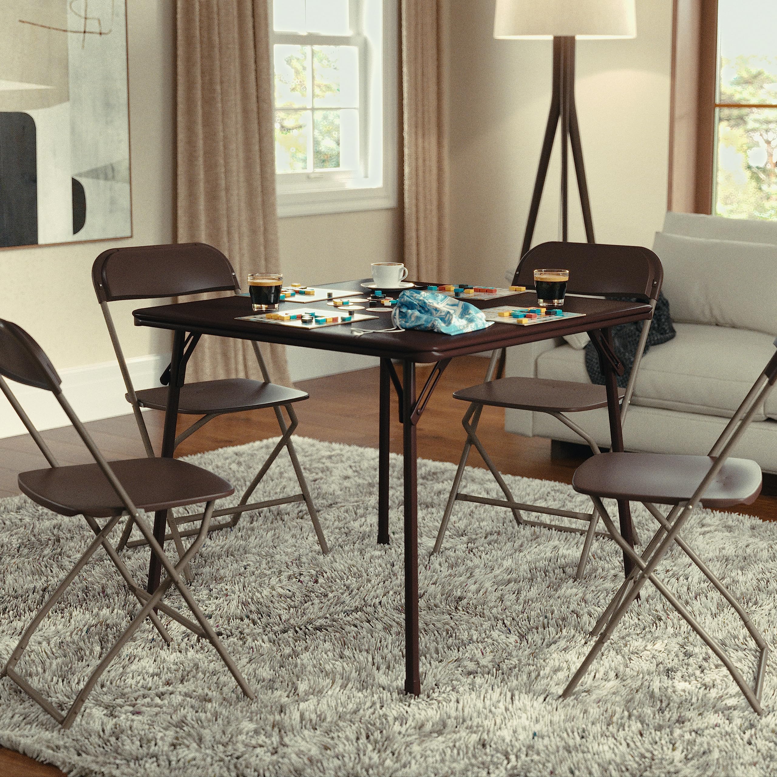 Flash Furniture Madelyn legs folded for easy transport and storage.