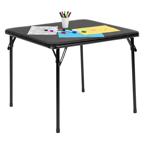 Flash Furniture Mindy folding kids table top shows durable vinyl surface for meals and crafts.