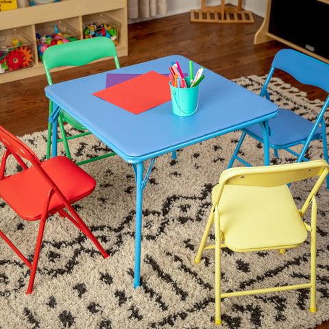 Flash Furniture Mindy metal safety lever ensures controlled folding during storage.