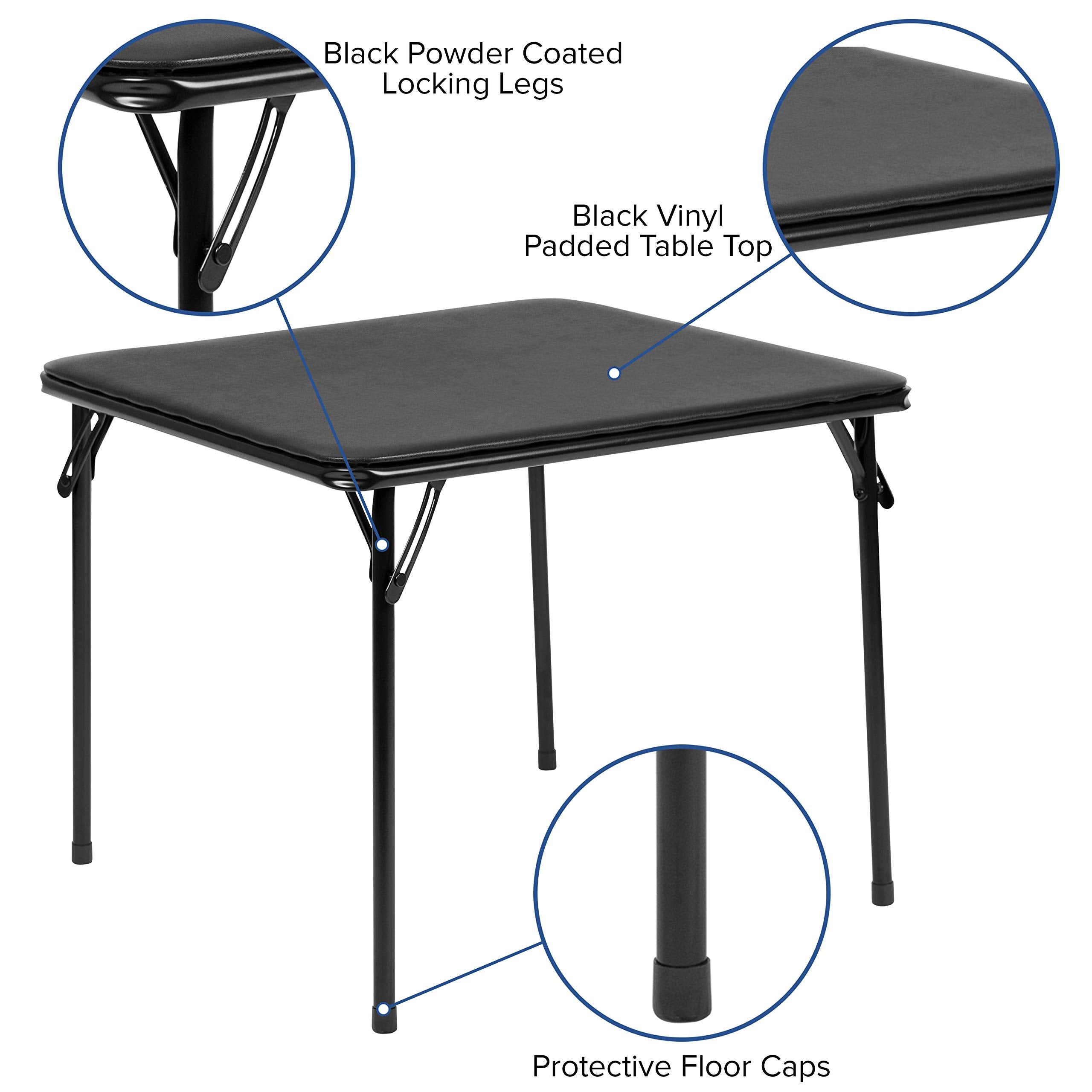 Flash Furniture Mindy folding table legs and frame provide sturdy support.