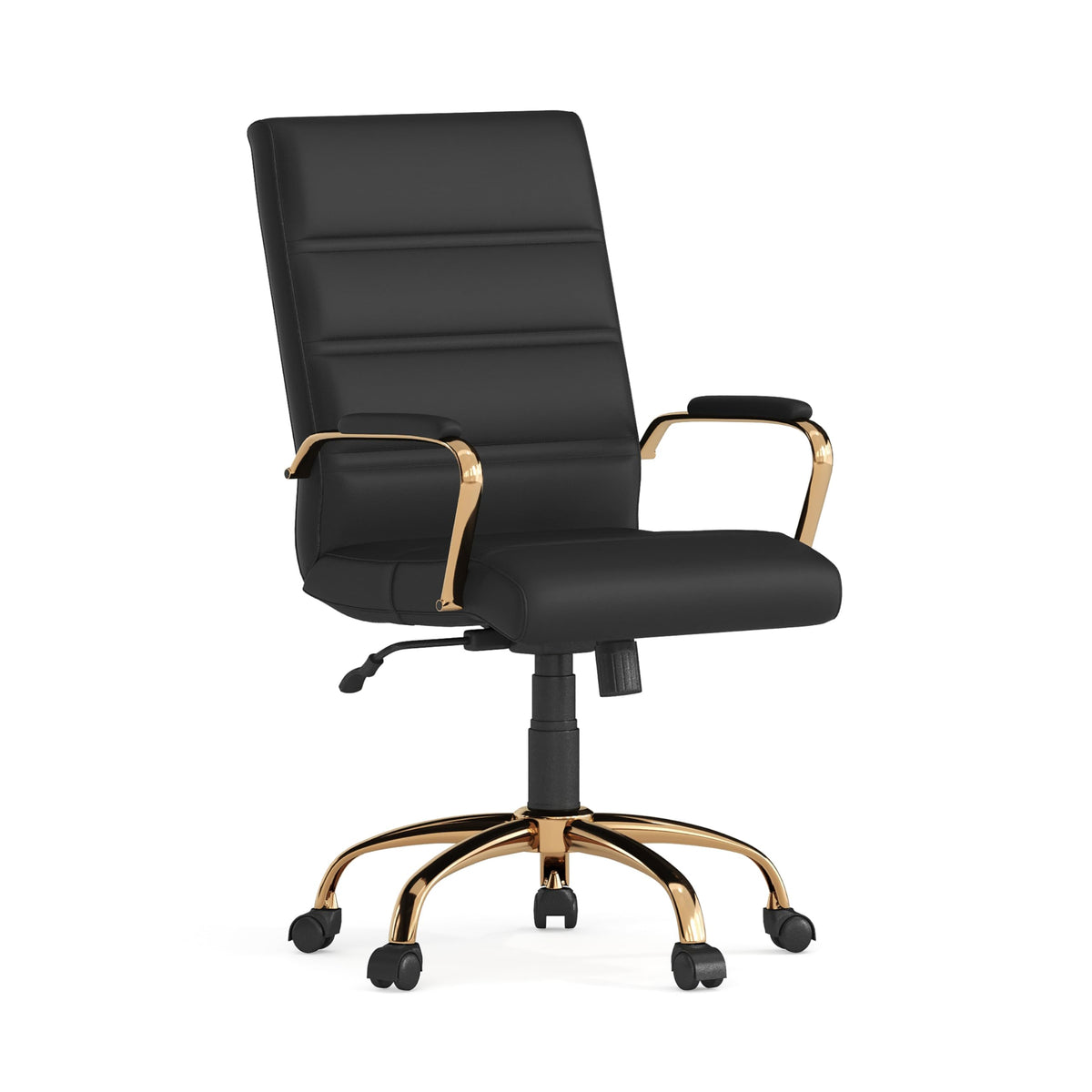 Flash Furniture Whitney mid-back chair from front view showing LeatherSoft seating for long work sessions.