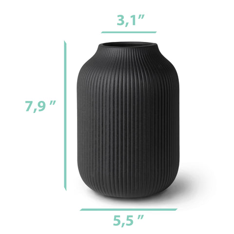 Flature black ceramic vase offers sturdy décor for any space