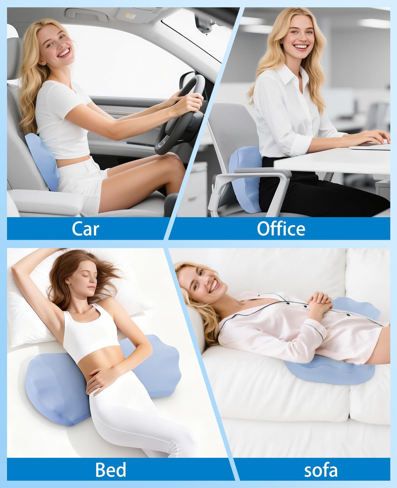 Fledano lumbar pillow enhances bed-time reading with gentle back support.