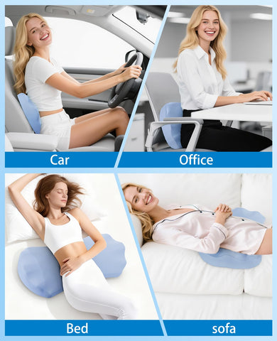 Fledano lumbar pillow enhances bed-time reading with gentle back support.
