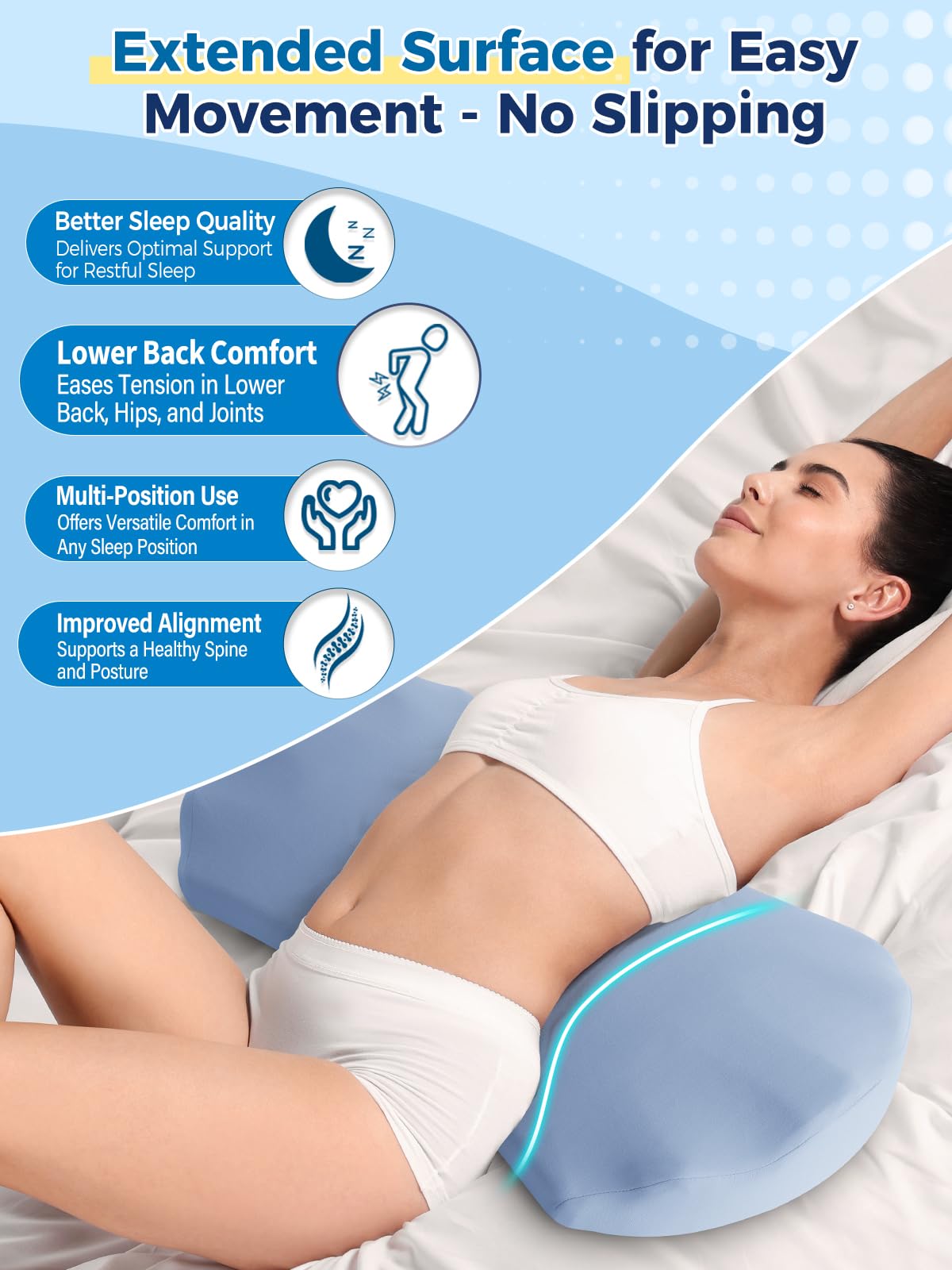 Fledano memory foam lower back pillow contours to your body for steady support.