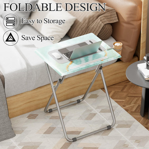Fleecy Day sea blue marble tray slot and cup holder keeps remotes handy.