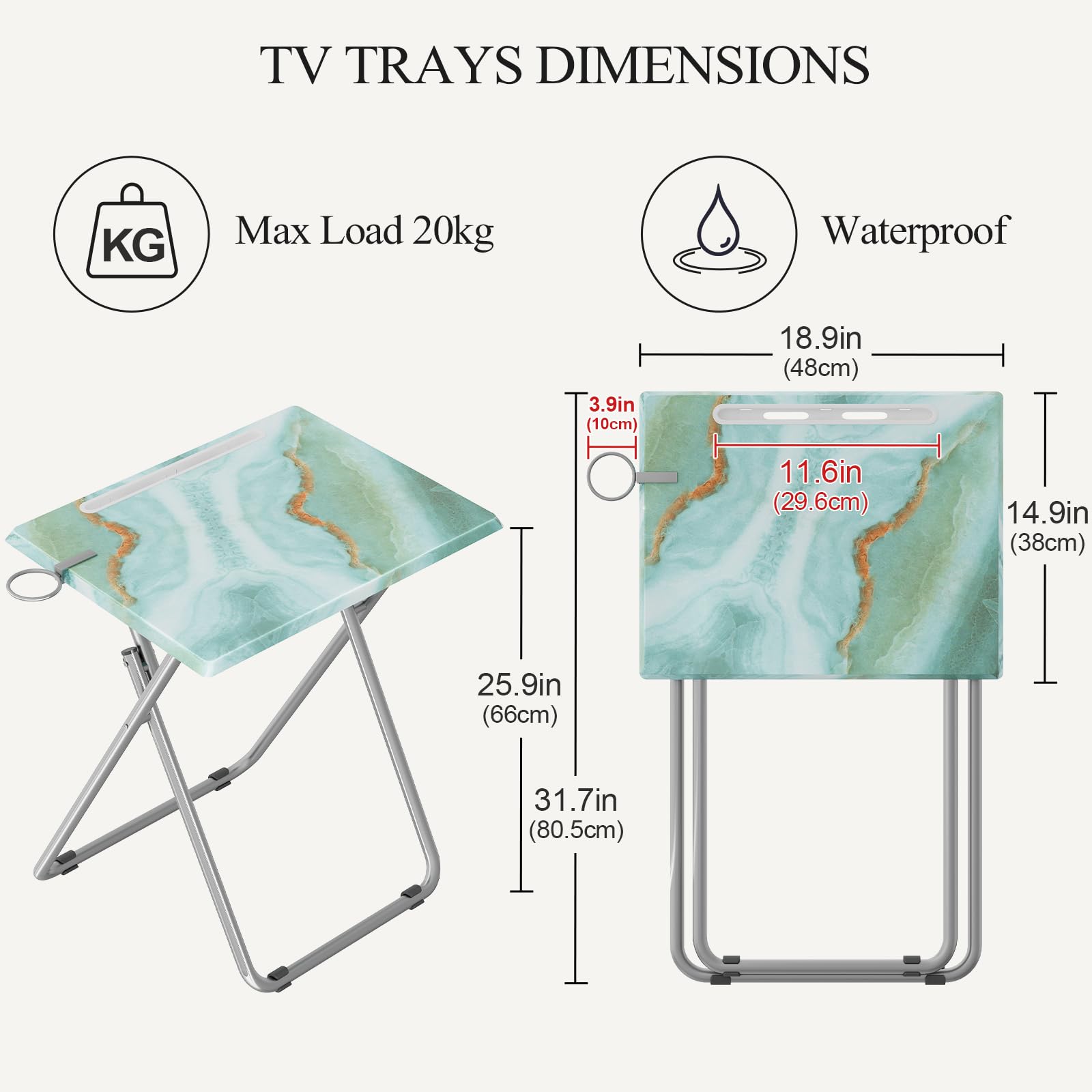 Fleecy Day sea blue marble tray top closeup highlights waterproof surface for quick cleanup.