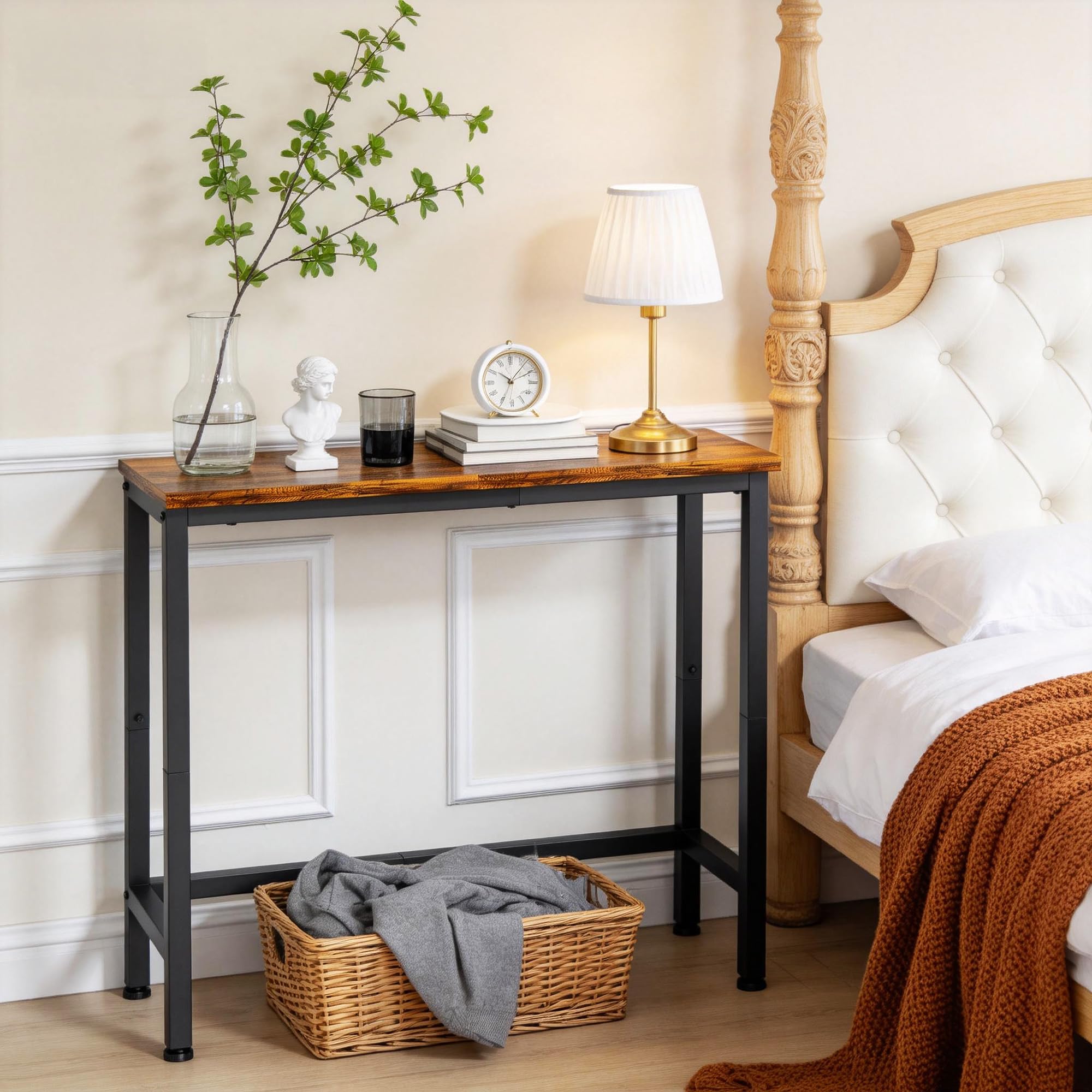 Flevra narrow console table assembly and quick setup