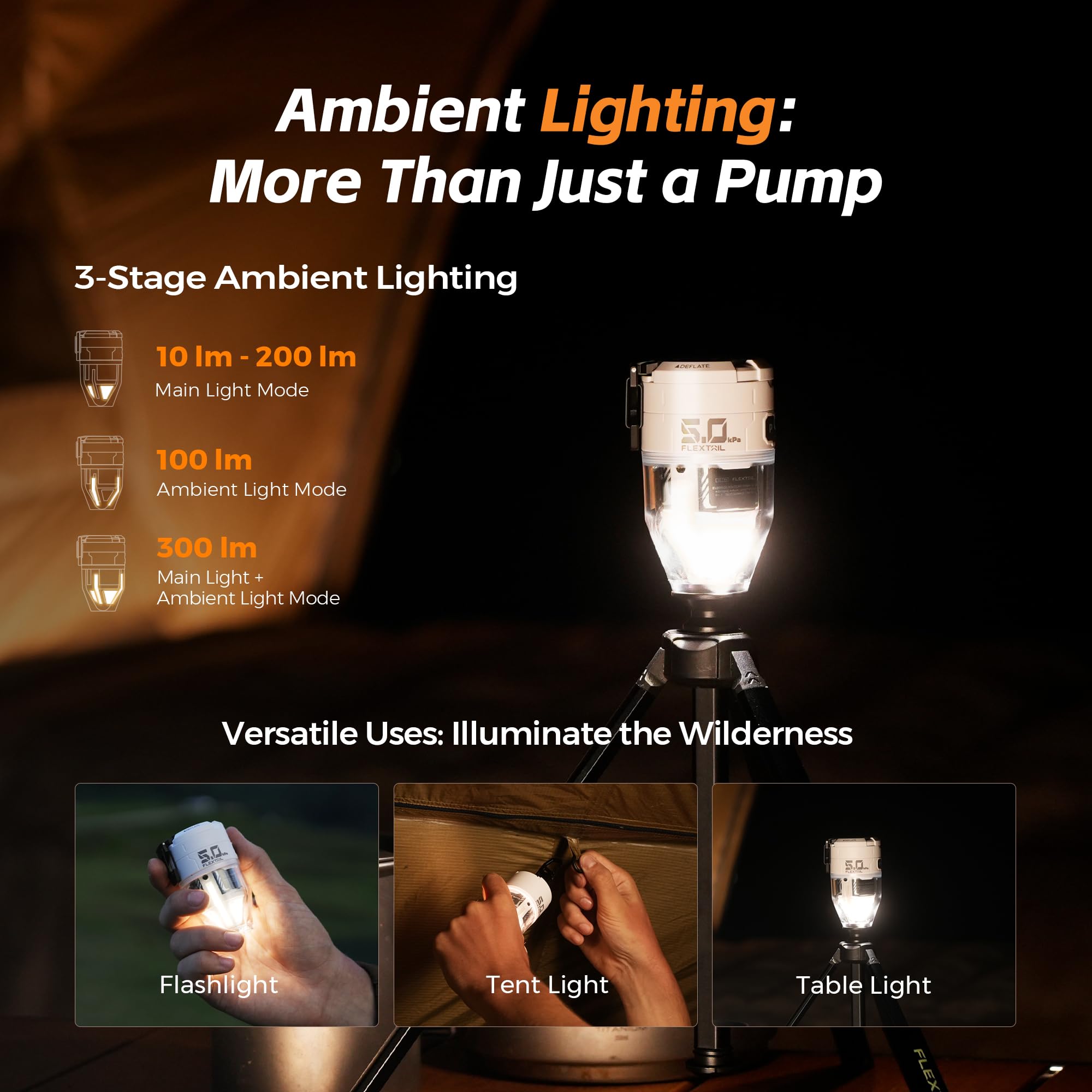 FLEXTAILGEAR Max Pump 3 transparent light design improves visibility during setup.