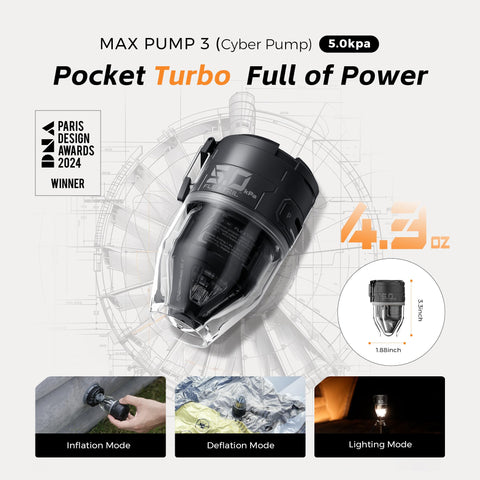 FLEXTAILGEAR air pump delivers 5kPa pressure for fast setup.