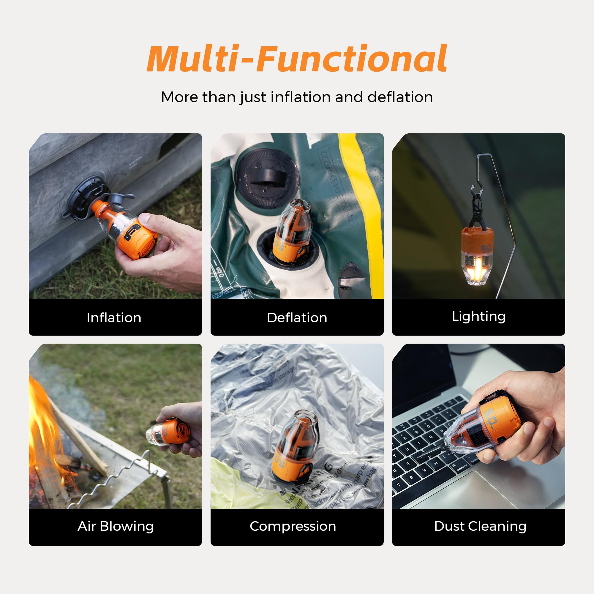 FLEXTAILGEAR Max Pump 3 includes six nozzles for many inflatables