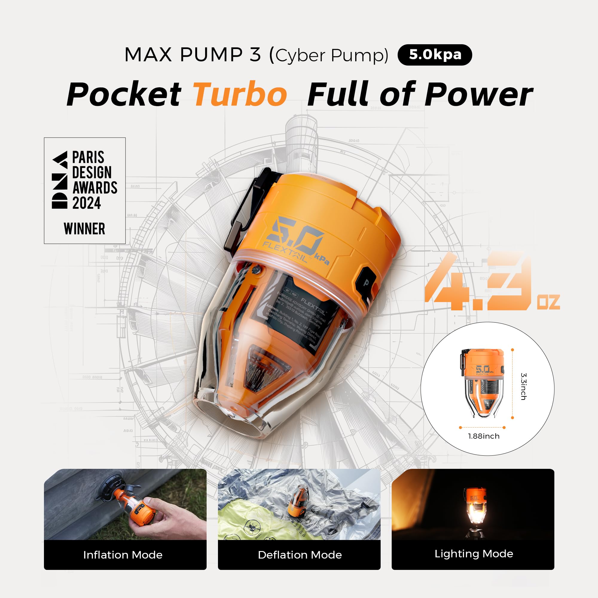 FLEXTAILGEAR Max Pump 3 transparent LED lampshade enables versatile camping lighting
