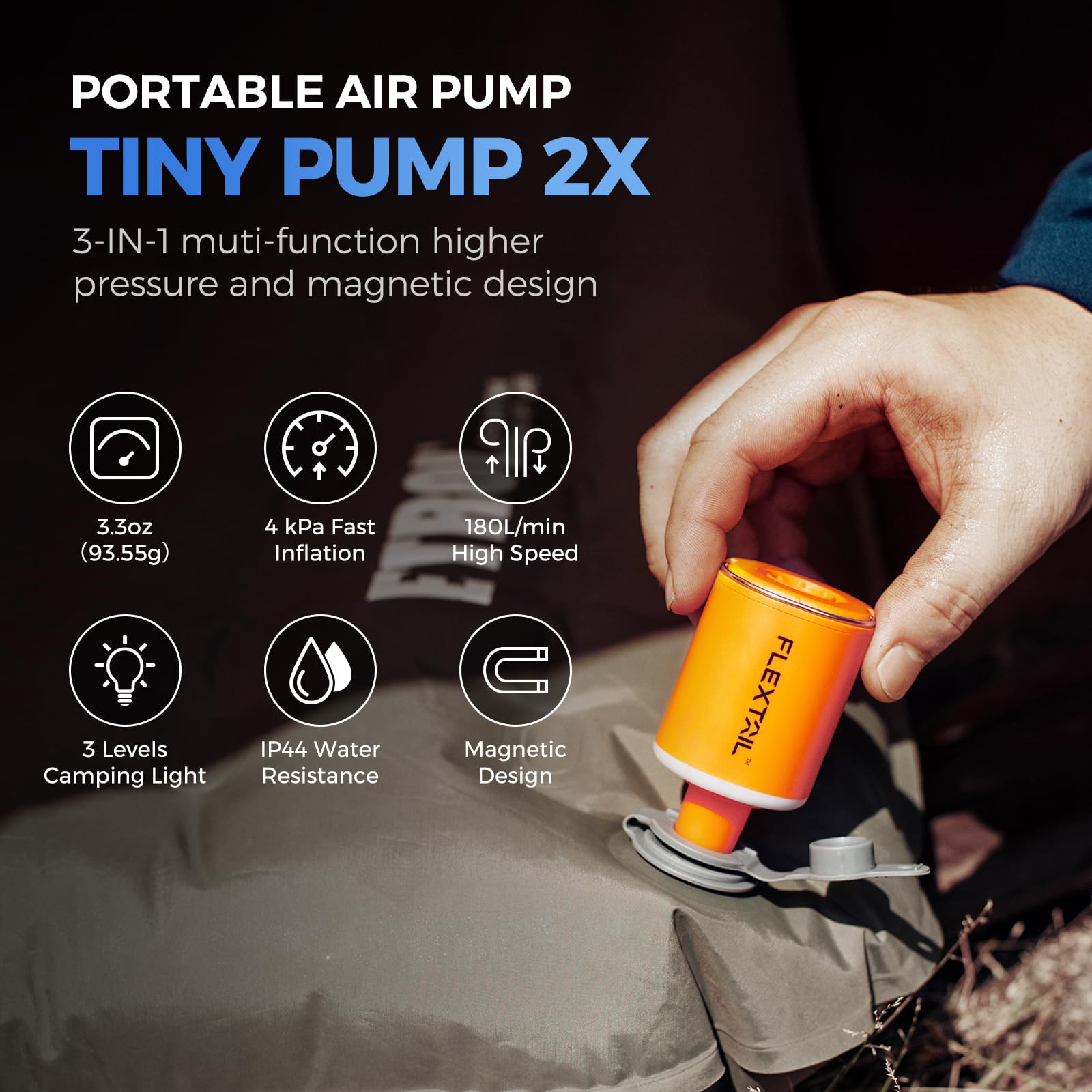 FLEXTAILGEAR magnetic lantern attachment enabling hands-free lighting